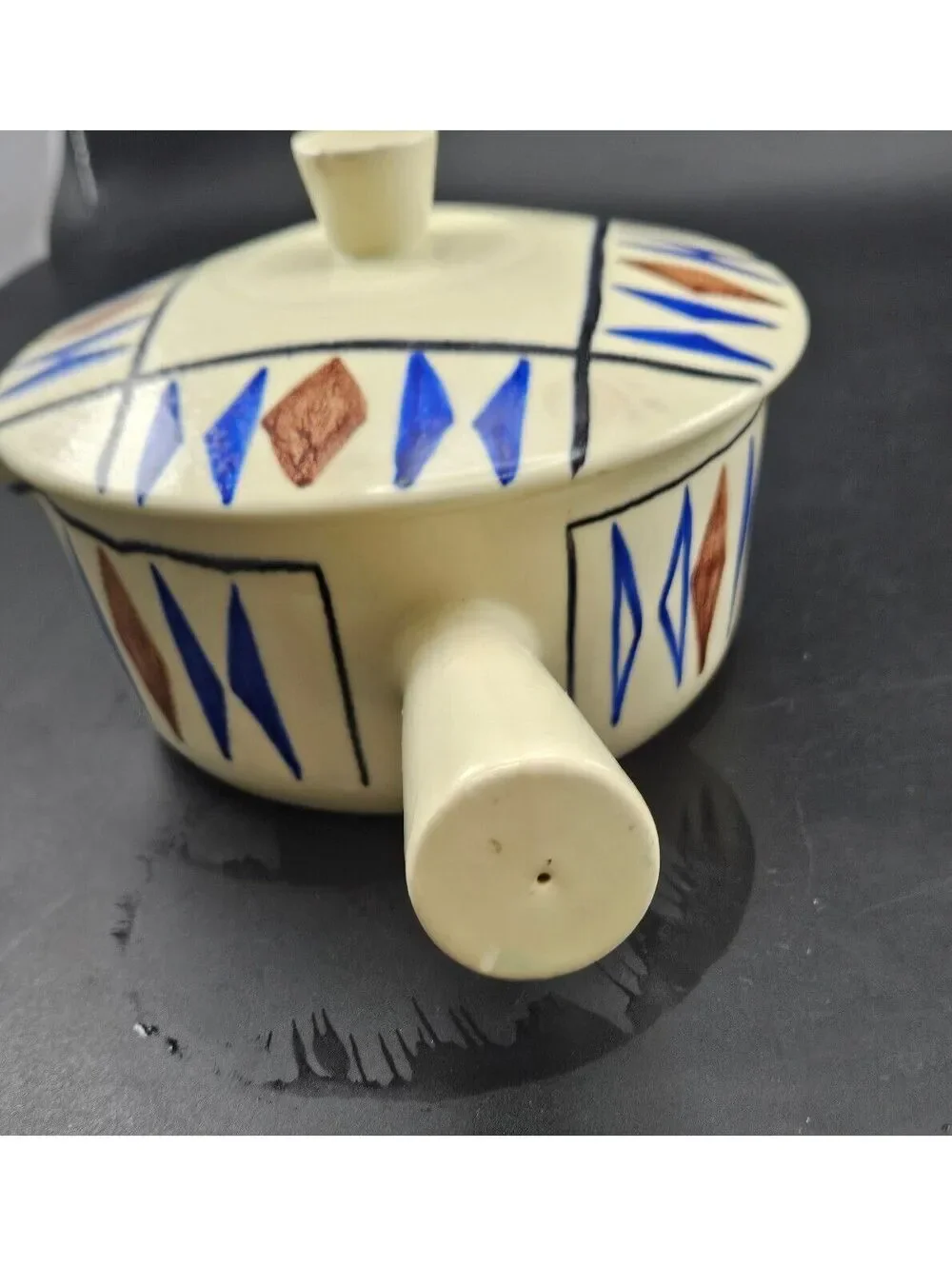 Vtg Hoganas Keramik Sweden Lidded Mid Century Modern AJ Fine Crack